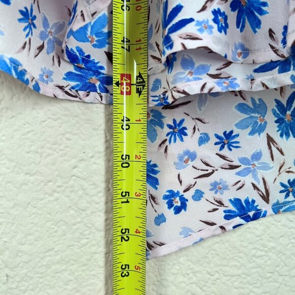 Blue Mixed Floral Print Halter Asymmetric Midi Dress with Pockets Women Size 12 - Picture 13 of 15